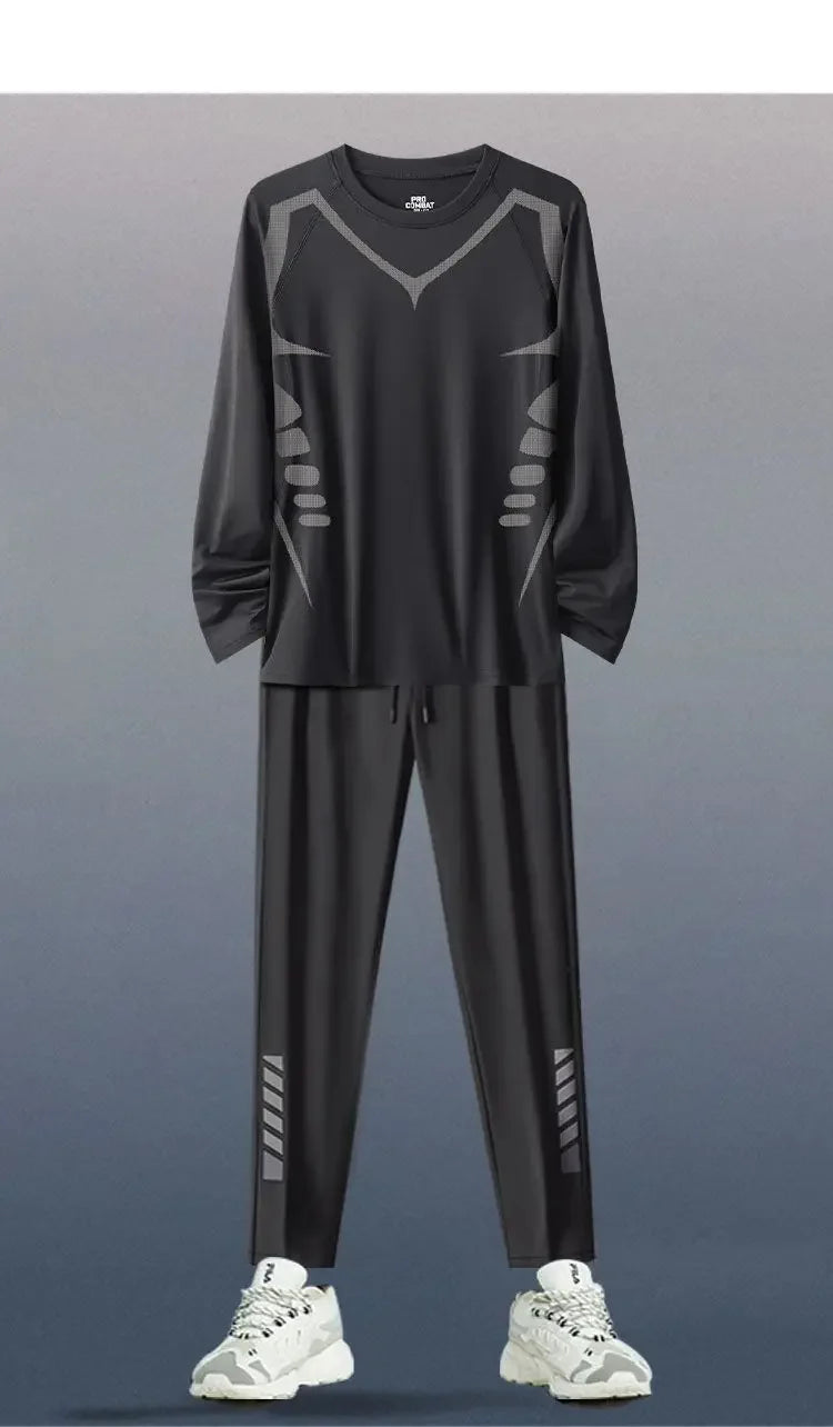 Sports Suit Men's Running Training Clothes Fitness Clothes Spring 2-3 PCS Running Quick-drying Sports Sets Jacket Mens Clothes