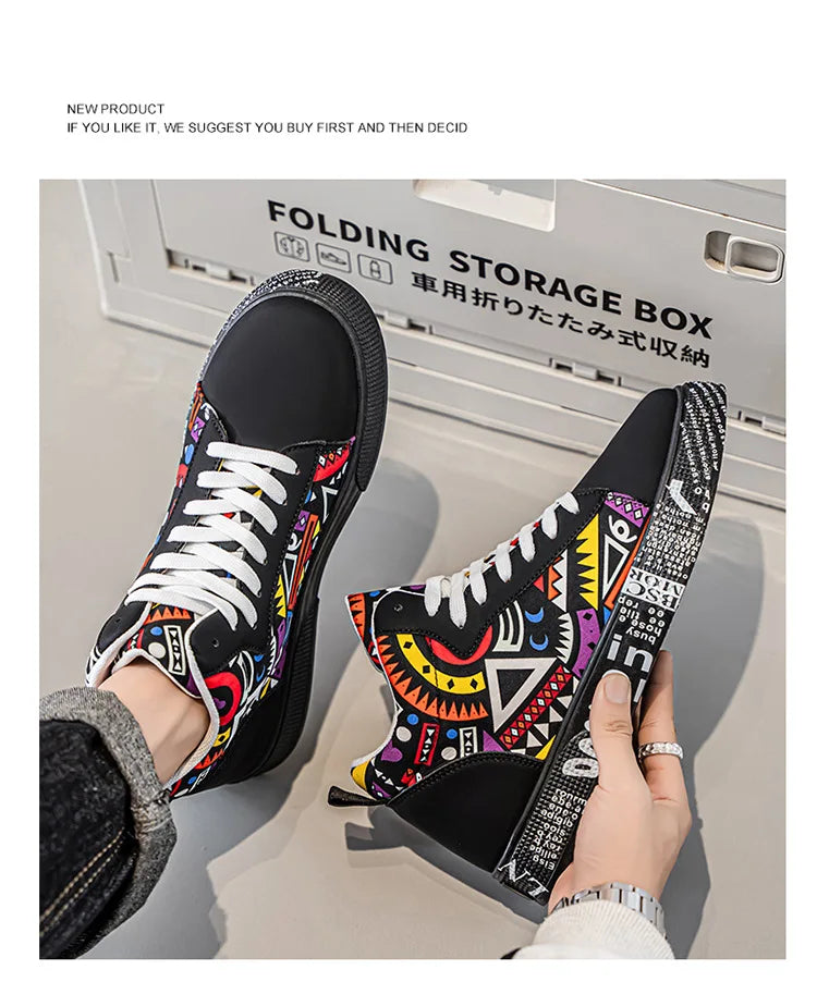 Mens Casual Sport Shoes 2026 Autumn Fashion Comfort Non Slip Casual Sneakers Platform Outdoor Running Shoes Graffiti Board Shoes