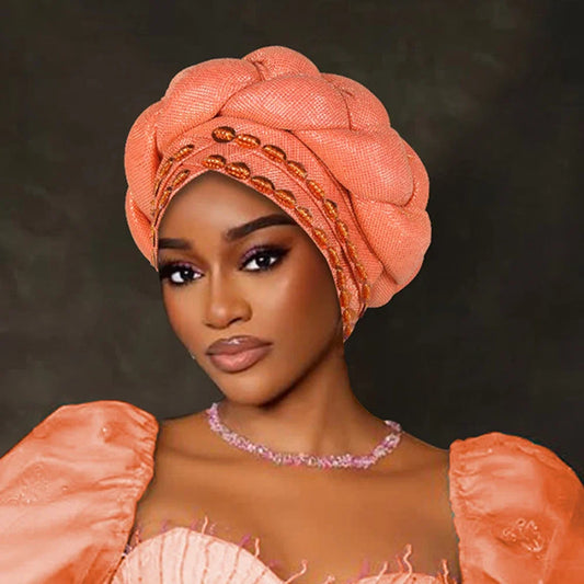 Fashion Hats for Women African Headtie Turban Auto Gele Head Wraps Cap Wedding Party Muslim Hijab Bonnet Headscarf Nigeria Geles