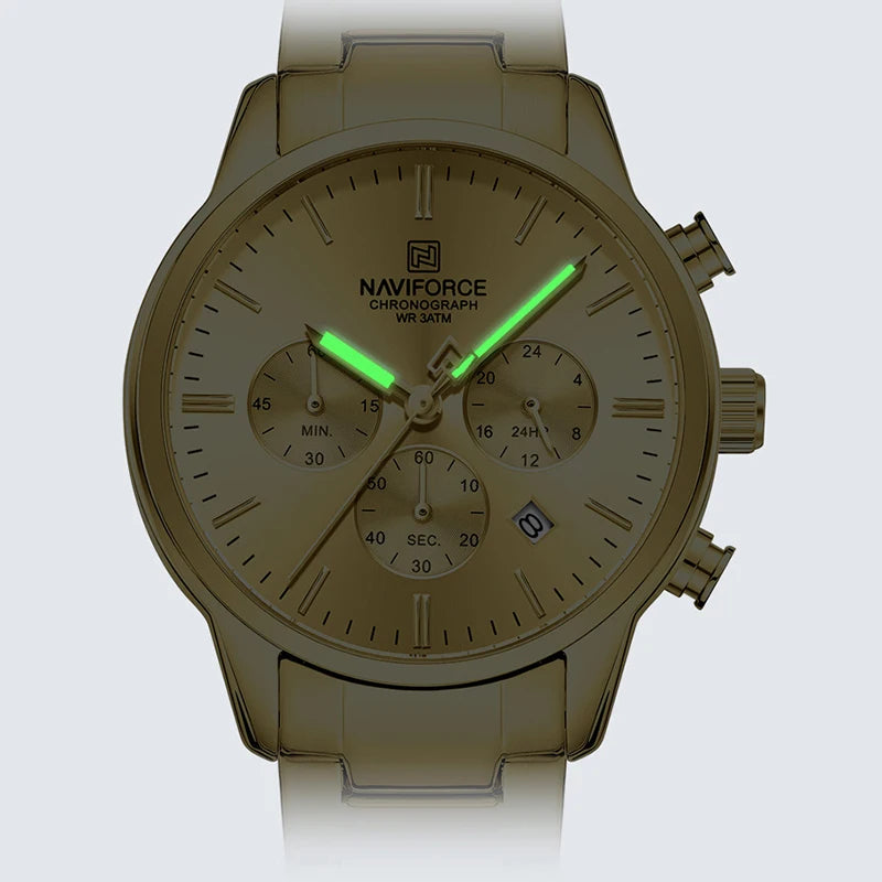 NAVIFORCE New Style Sporty 3ATM Waterproof Shockproof Stainless Strap  Man's Wristwatch Luxury Fashion Quartz Watches Men‘s Gift