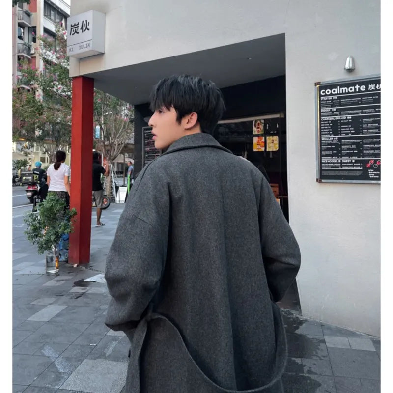 Long Coats Men chamarras para hombre Woolen Jackets winter coat men Trench Male Vintage Loose Heavy Jackets Men Leisure Overcoat