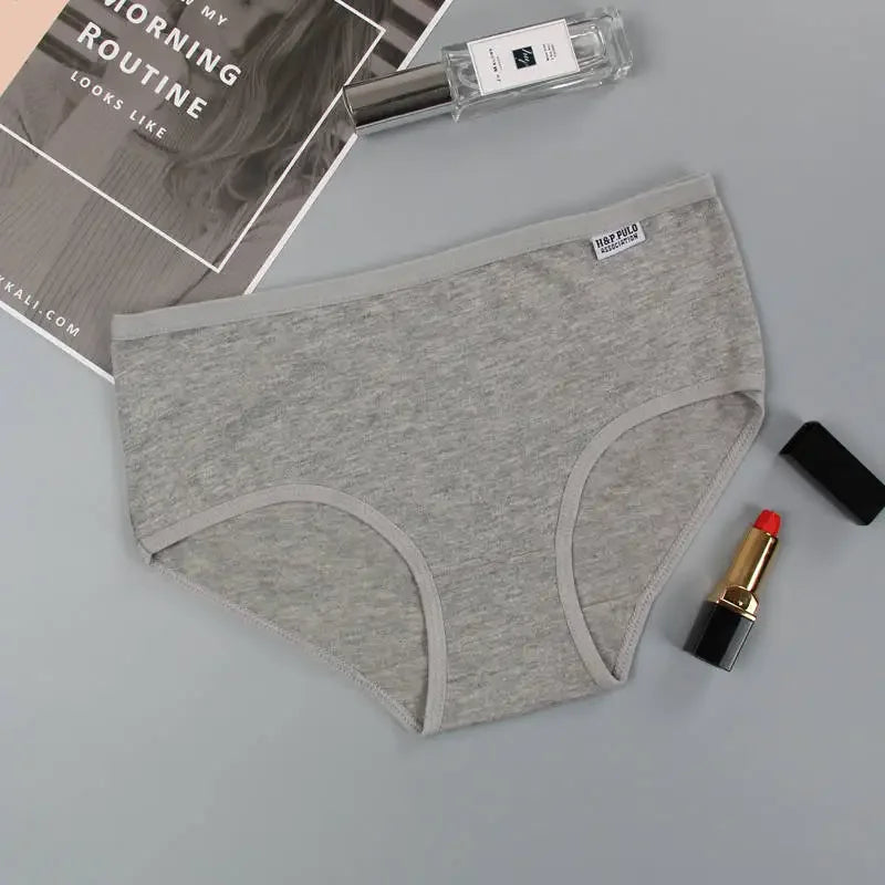 7pcs Women's Cotton Panties Plus Size Sexy Briefs Girls Breathable Soft Lingerie Cute Solid Color Underwear