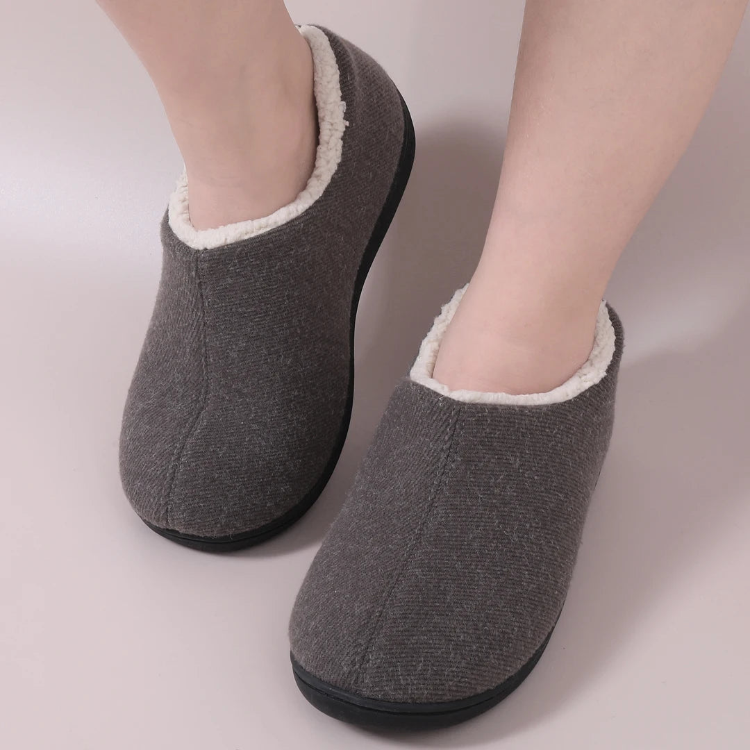 Evshine Women's Cozy Cotton Slippers Winter Warm Faux Fleece House Shoes Indoor Non-slip Memory Foam Slipper Casual Furry Slides