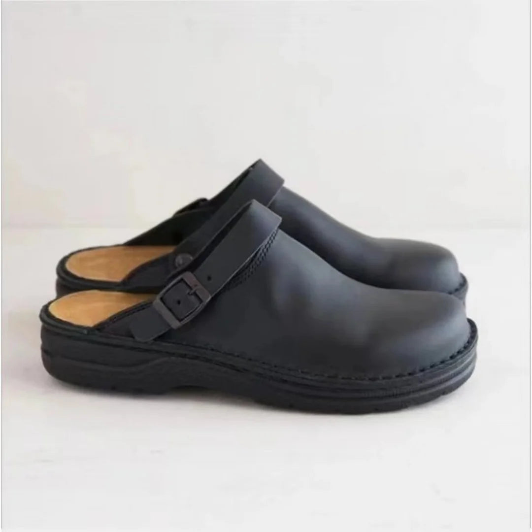 Men's Slippers Fashion Big Leather Casual Slippers Summer Half Slippers for Men Non Slip Beach Shoes Classic Clogs Shoes