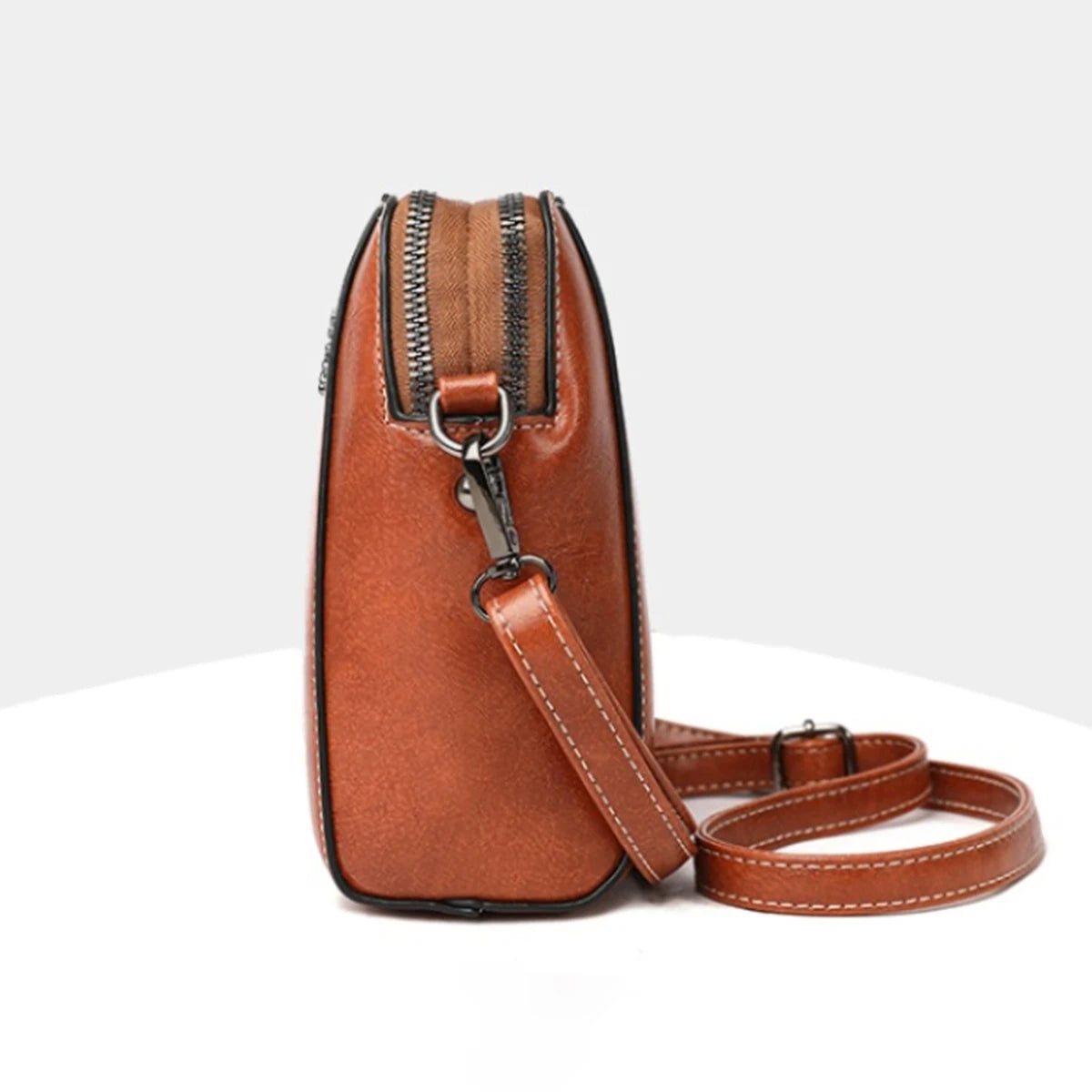 Ladies' Fashionable Soft Leather Single-Shoulder Bag, Trendy Vertical Design Crossbody Bag, Portable Phone Storage Bag