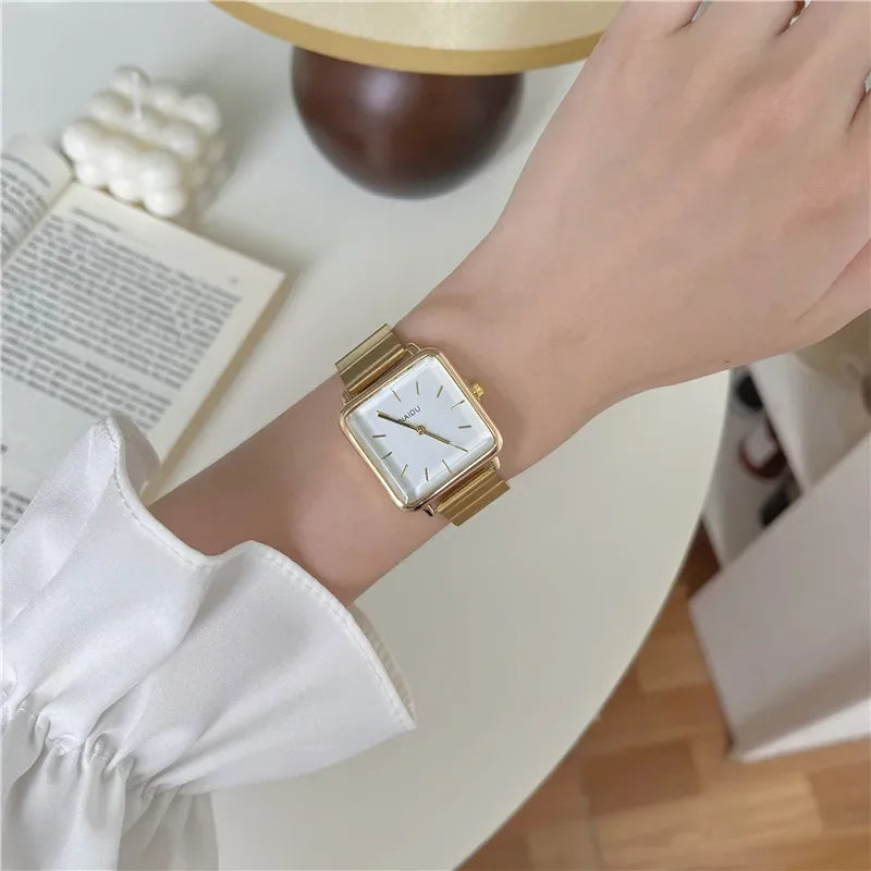 Adjustable Stainless Steel Strap Quartz Watch for Women Luxury Gift Square Wristwatch Dropshipping Watches Relojes Para Mujer
