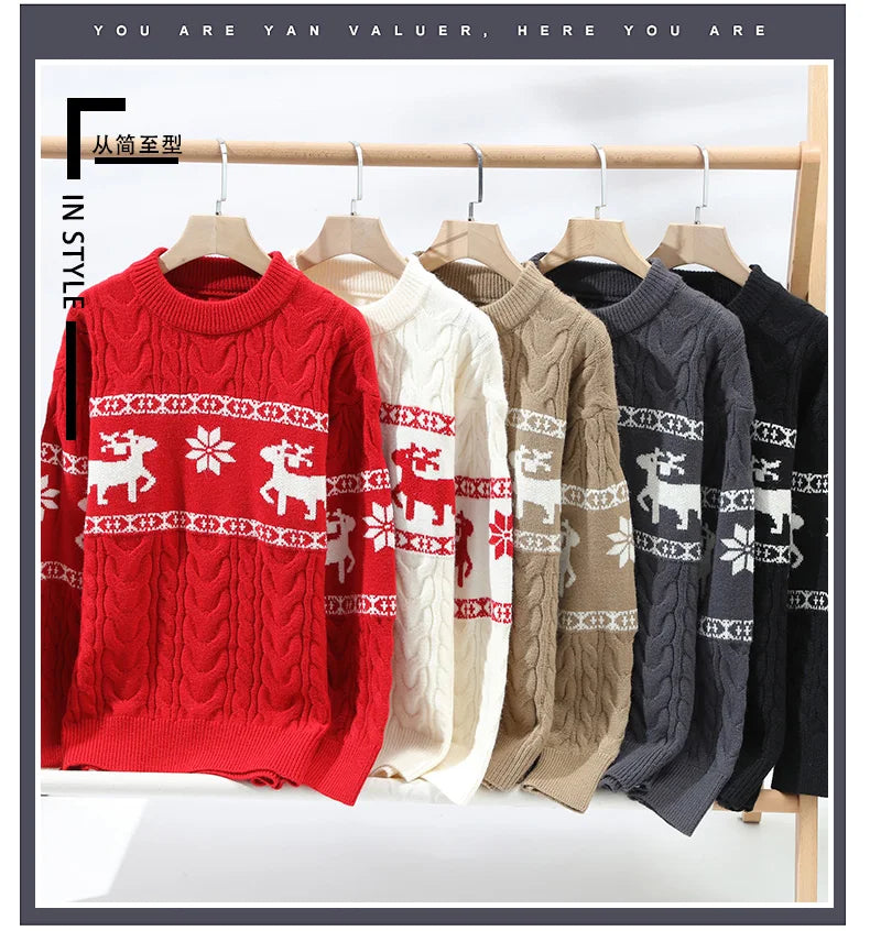 2024 Winter sweater new High End Luxury Cashmere Sweater Men Thick Warm Mens Sweaters With Deer Korean Harajuku Christmas Jumper