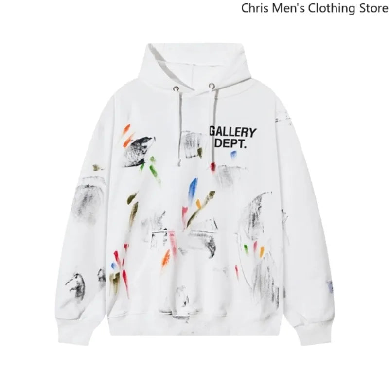 Autumn Trendy Men's Long Sleeve Thermal Hoodie Streetwear New High Street Loose Fleece Hoodie Letter Print Casual Sweatshirt BAZAARHUBO