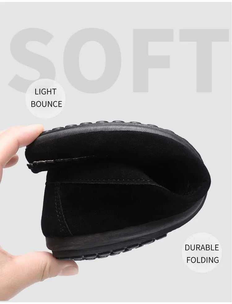 Spring and Summer Men's Shoes, Low-Cut Beanie Shoes, Versatile Casual Shoes, Breathable Leather Shoes, Black Work Shoes, Slip-Ons