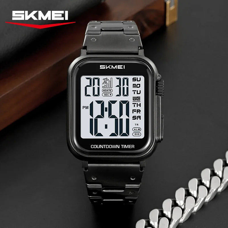 SKMEI 2447 Brand Fashion Men's Electronic Watch Calendar Alarm Clock Luminous Countdown Digital Watches for Man reloj hombre