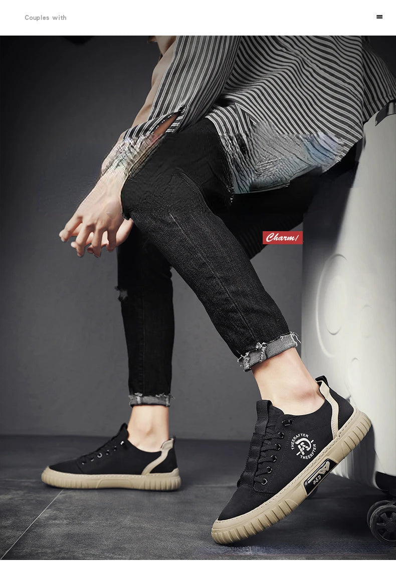 Trend Canvas Men's Shoes Breathable Green Casual Shoes for Men Comfor All-match Sneakers Ice Silk Cloth Men Walking Tennis Shoes
