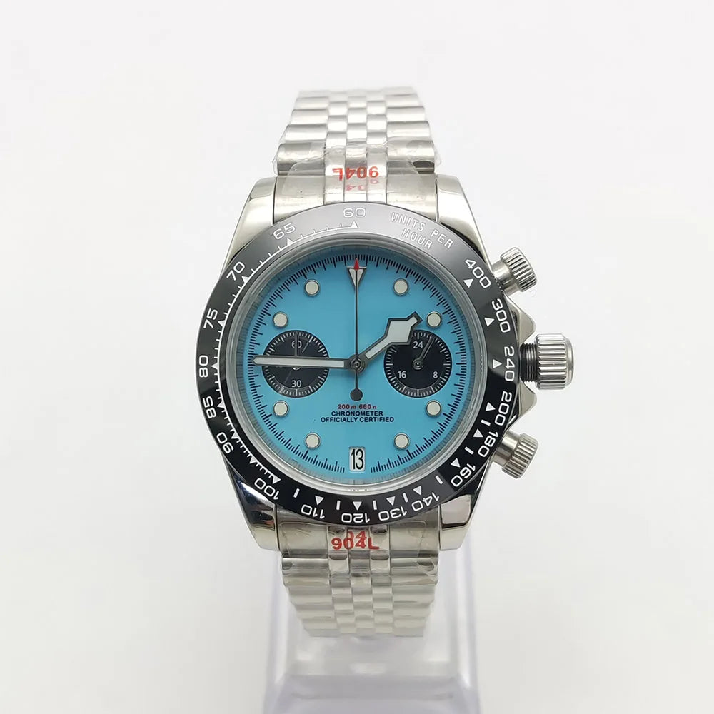 39mm VK64 Quartz Chronograph Men's Watch Sapphire Glass Waterproof Sport quartz watches Stainless Steel Strap Reloj Hombre
