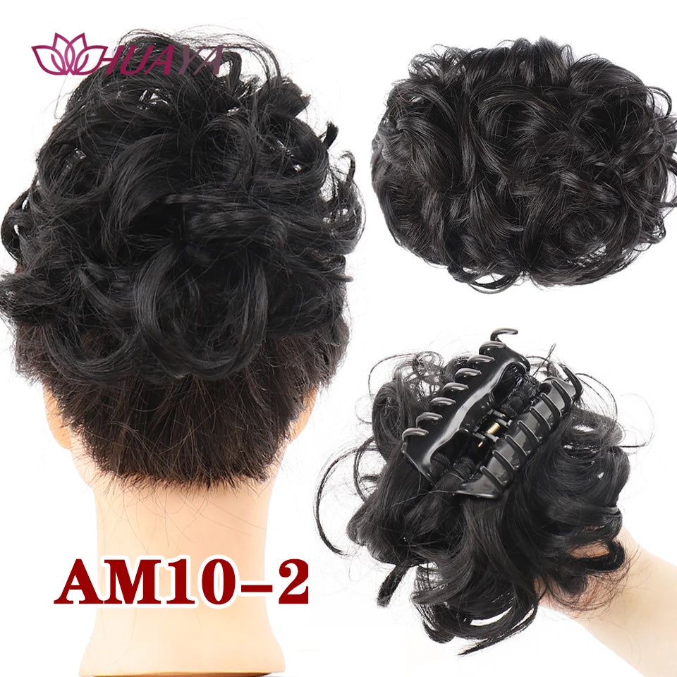 Synthetic Hair Bun Chignon for Women Messy Bun Hair Piece Tousled Updo Hair Extensions With Claw Clip Curly Hairpins Black Brown