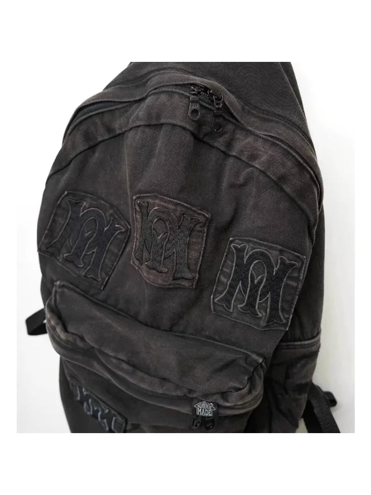 Y2k Embroidery Backpacks Women Washed Vintage Gothic Schoolbags MEN Design Mochila Casual School Backpack for College Students