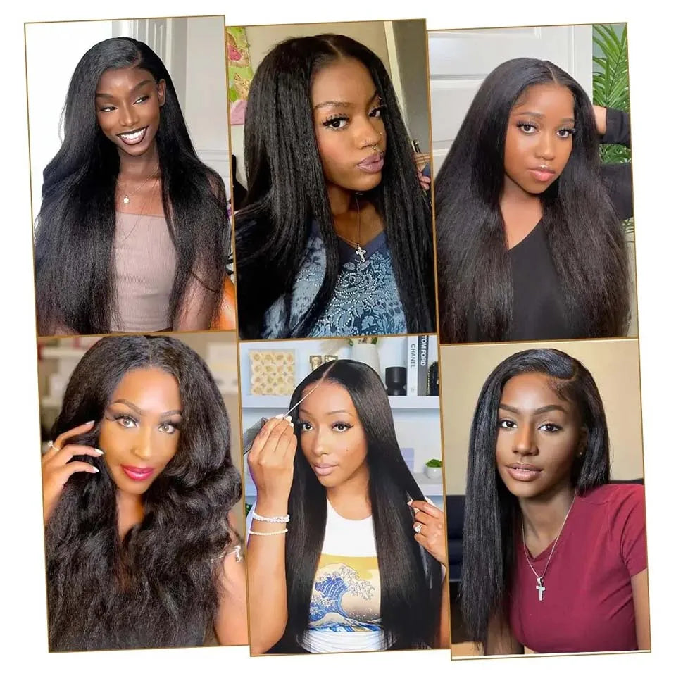8-40 Kinky Straight Human Hair Bundles Coarse Yaki Weave Bundles Brazilian Raw Human Hair Extensions Sale for Women Double Weft