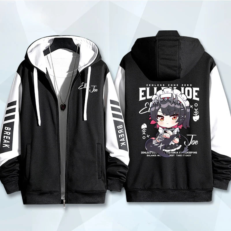 Anime Zenless Zone Zero Zip Up Women/Men Hoodie Sweatshirt ZZZ ZZZERO Ellen Joe Cosplay Zipper Hooded Jacket Outwear BAZAARHUBO