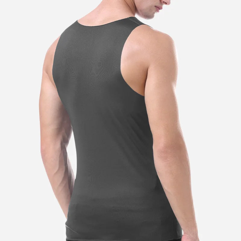 Men's Thin Vest U-Neck European and American Style Large Size Men's Seamless Undershirt Breathable Quick-Dry Sports Underwear