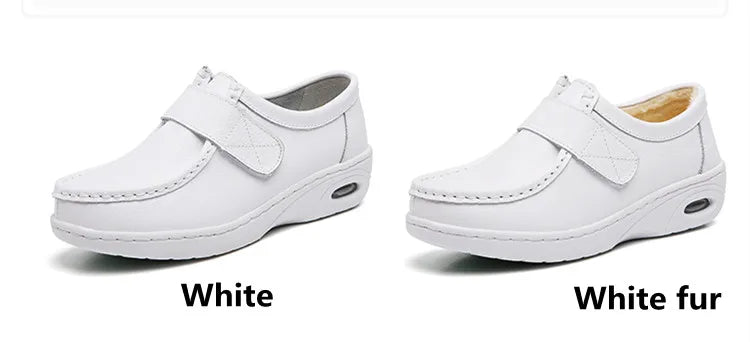 STRONGSHEN Women Platform Wedges Casual White Shoes Soft Nurse Work Shoes Hollow Out Breathable Comfort Non-slip Nursing Shoes