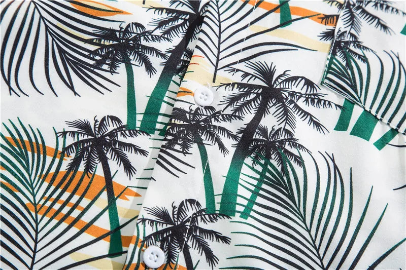 Men's Hawaiian Polyester Summer Short Sleeve Shirt Tropical Leaf 3D Pattern Printing Beach Male Shirts Casual Blouse For Men