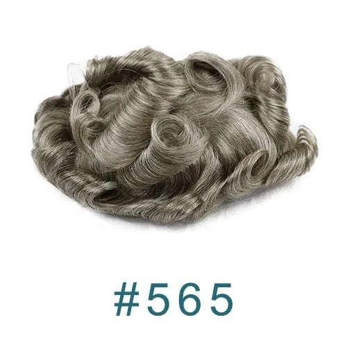 0.02mm Super Ultra Thin Skin 80% Density Natural Hairline Men Toupee Blonde Brown Grey Human Hair Undetected Capillary Prosthesi