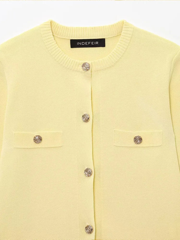 HXAO Cardigan Woman Knitwear Button Ladies Short Sleeve Knit Bolero Women's Tricot Top Summer Outerwear Crop Cardigan Top Female