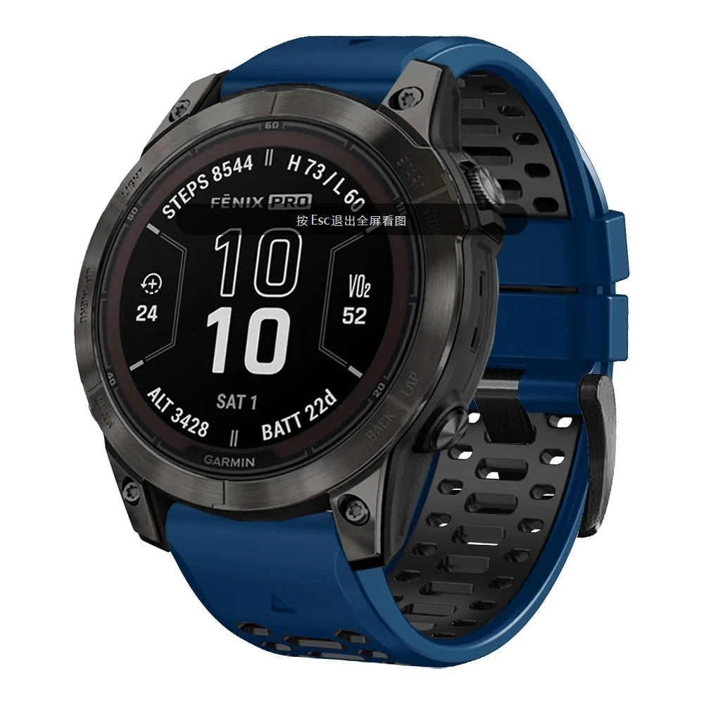 Sport Two-Tone Breathable Silicone Watch Band For Garmin Fenix 7X 7 Pro 6X 6 5 5X Plus/Epix 2 47mm 51mm QuickFit 26/22mm Strap