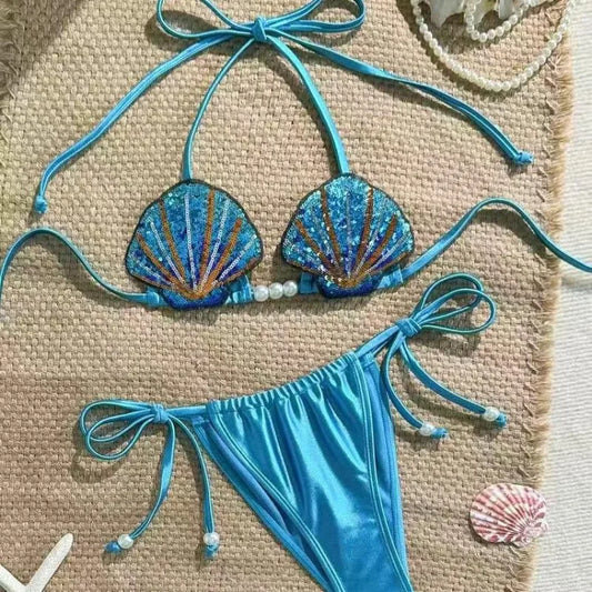 Sexy Shiny MermaidShell Bikini Swimsuit Hot Sale Of The Season New Swimwear Elegant Luminous Design Attractive Female Underwe
