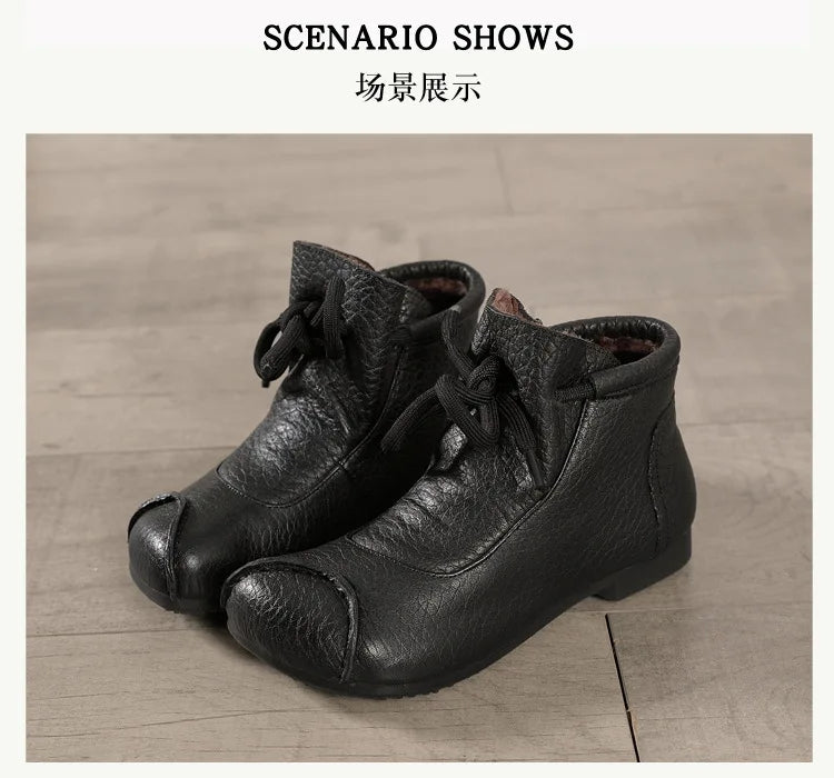 Careaymade-Genuine leather women's boots Fashion retro warm Oversized shoes cow leather Pure handmade ankle boots Casual boots