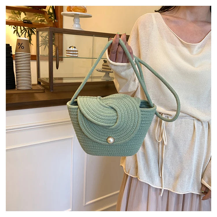 Popular Hand-woven Bags for 2025 Summer, Versatile Single-shoulder Crossbody Bags, Ins Beach Vacation Bags