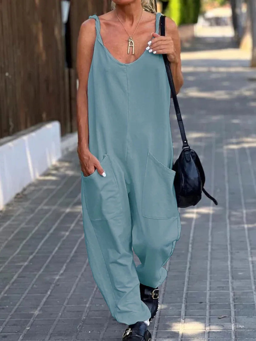 Jumpsuit Women's Solid Color Loose Suspender Pocket Trousers Street Trend Fashion Trousers for Female Jumpsuit