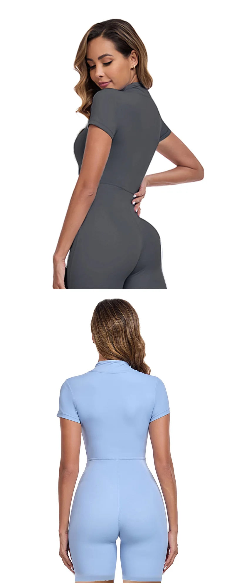 Sports Outdoor Women's Sportswear Cross-Border Summer Thin Women's One-Piece Shapewear with Zipper Shorts Yoga Wear