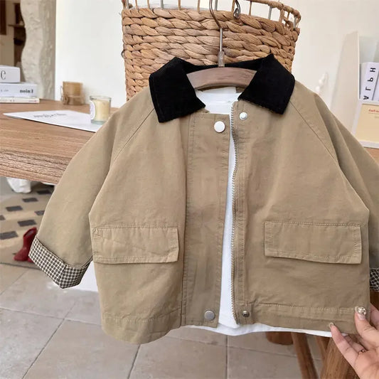 Kids Windbreaker New 2026 Spring Autumn Fashion Korean Casual Baggy Simple Style