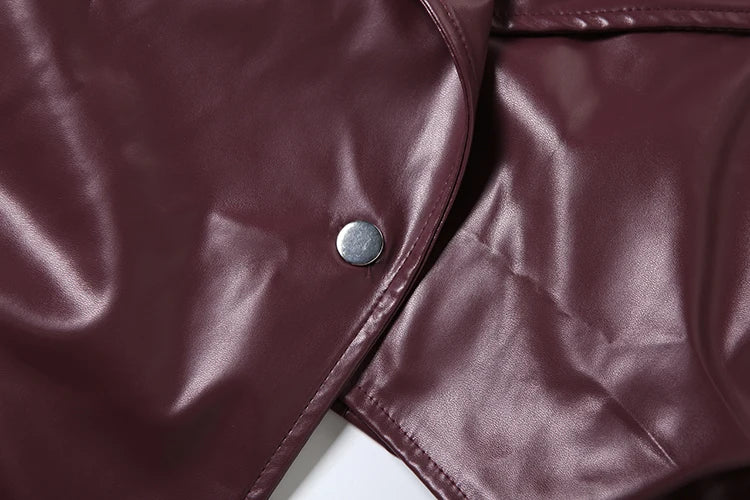 Weird Puss Faux Leather Crop Jacket Women Cross Neck Hipster Single Button Irregular Fall Trend Wild Basic Sexy Streetwear Coat