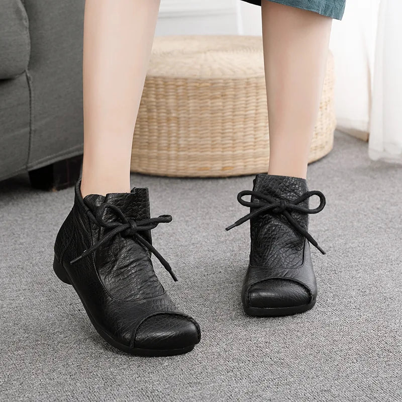 Careaymade-Genuine leather women's boots Fashion retro warm Oversized shoes cow leather Pure handmade ankle boots Casual boots