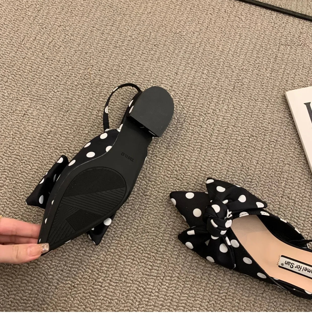 Bow Sandals Women 2022 Summer Pointed Low Heel Sandals Women Fashion Baotou Thin Strap Sandals High Heels Sandalias De Mujer