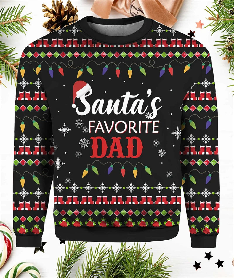 Funny Santa Claus Graphic Ugly Christmas Sweater 2026 Men Fashion Autumn Winter 3D Printed Sweatshirt Casual Oversized Pullovers