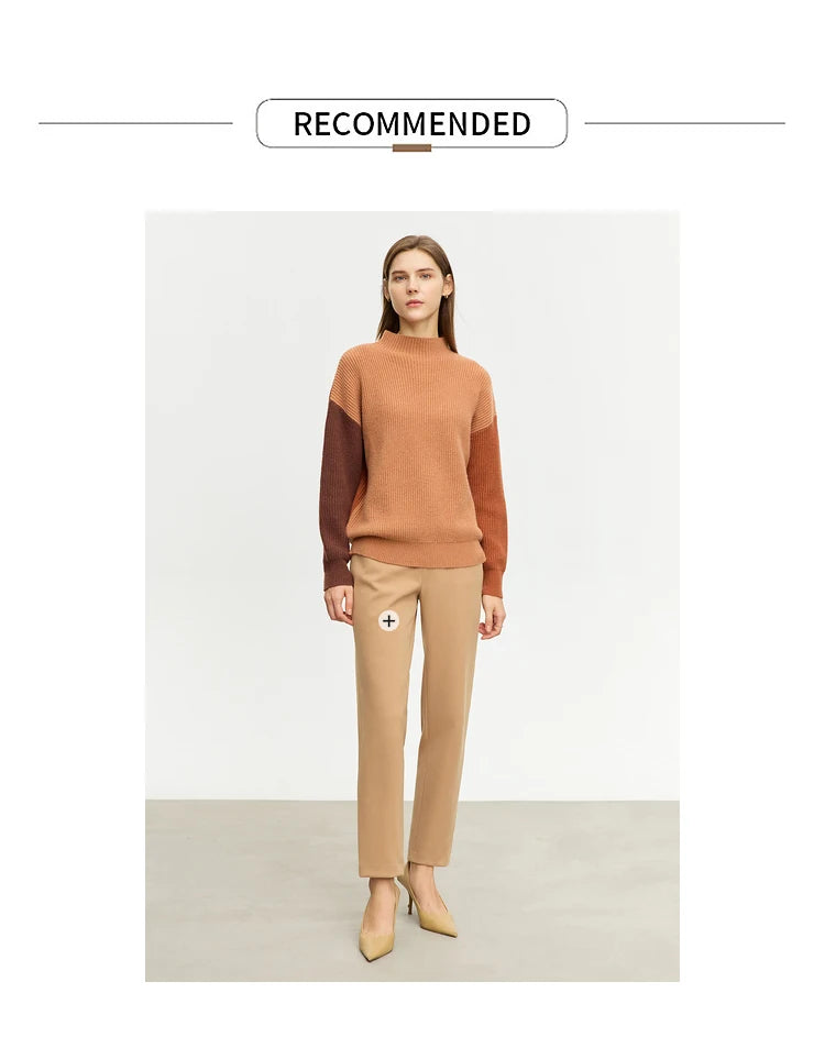 AMII Minimalism Sweaters Women 2024 Spring Street wear Spliced Knitted Top Drop Sleeve Loose Full Pullovers Sweaters 12344144