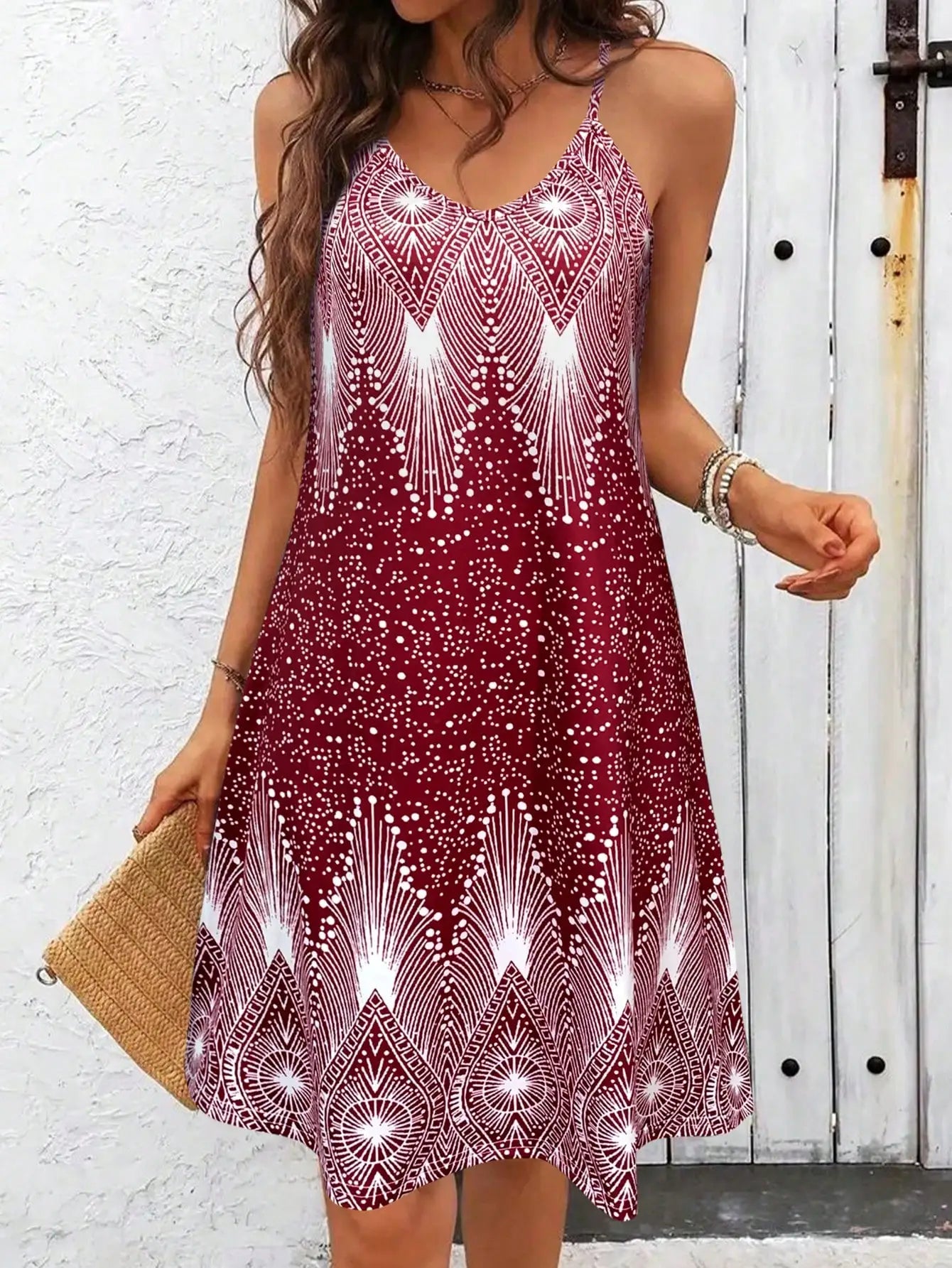 Womens Floral Strappy Sundress V Neck Sleeveless Beach Casual Summer Dress