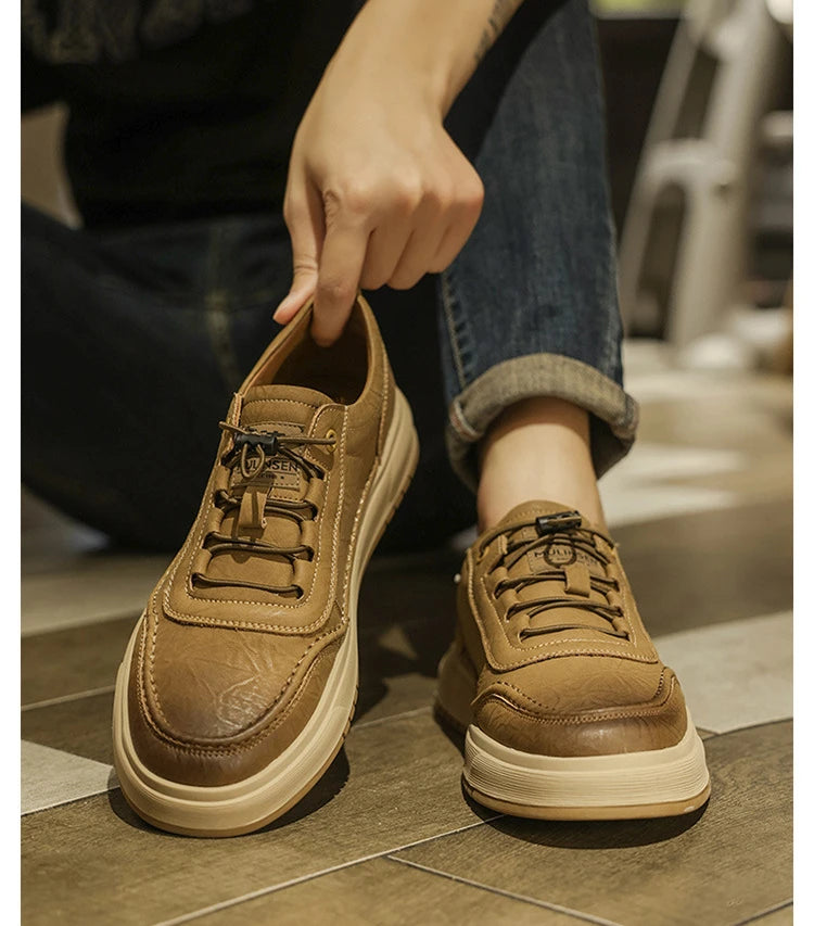 Fashion Cow Leather Casual Sneakers for Men 2025 Designer Soft-sole Men's Board Shoes Spring Autumn Sports Zapatos Para Hombre