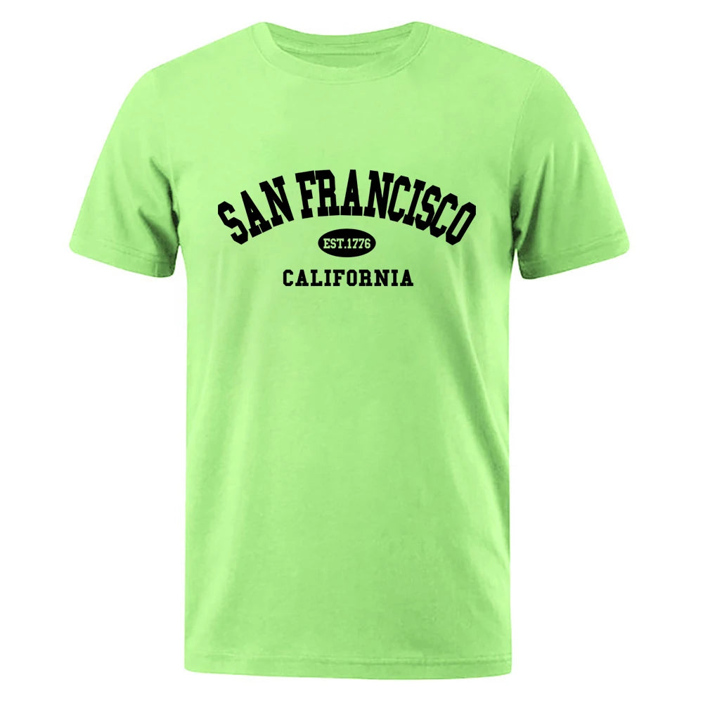 Sanfrancisco Est.1776 California Letter T-Shirts Men Fashion Oversized Tops Summer Tshirt Loose Designer Luxury Tee Clothing