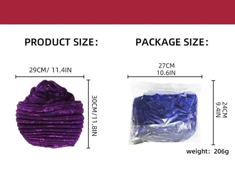 African Lady Headpiece Muslim Headscarf Hat Glitter Fabric Turban Cap for Women Pleated Head Wraps Bonnet