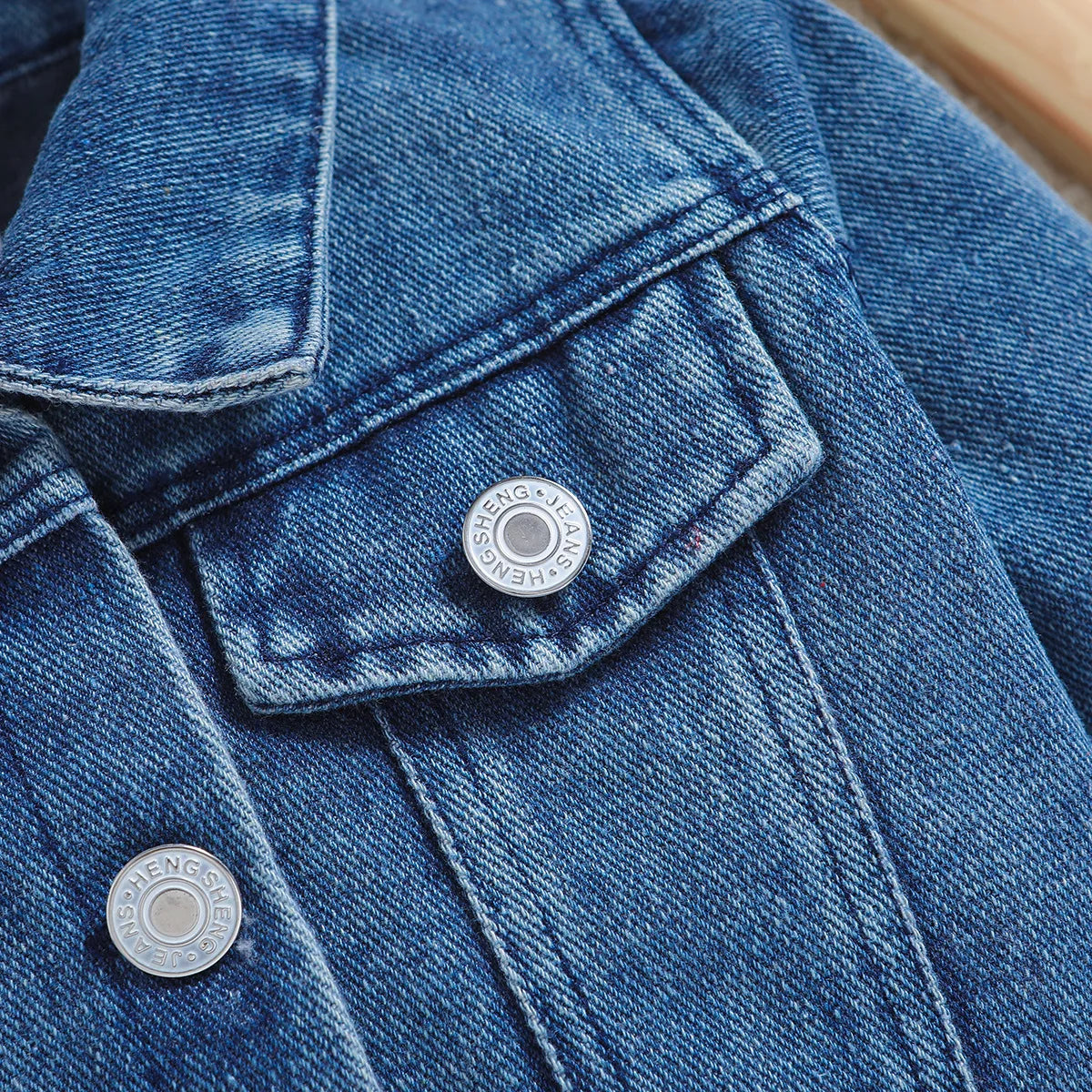 0-18M Toddler Infant Children Fashion Clothes Spring Autumn Baby Denim Jacket Casual Back Letter Embroidery Outerwear Kids Coat
