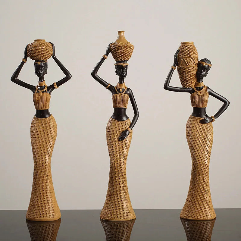 African Girl Home Ethnic Style Craft Resin Ornament Creative Gift Living Room Study Office Desk Character Decoration home decor