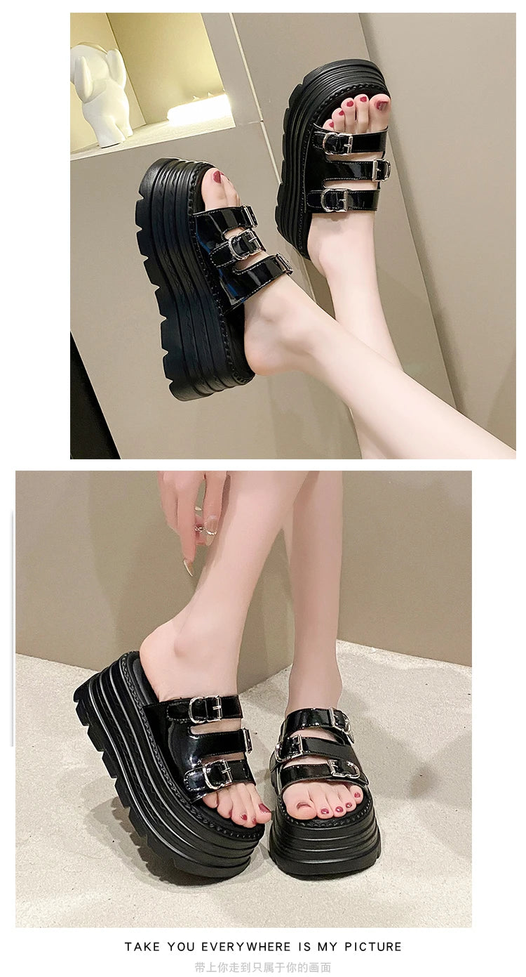 New Fashion Slippers Women Thickness Wedges High Heels Leisure Summer Sandals Female Platform Fish Mouth Shoes Ladies Slippers