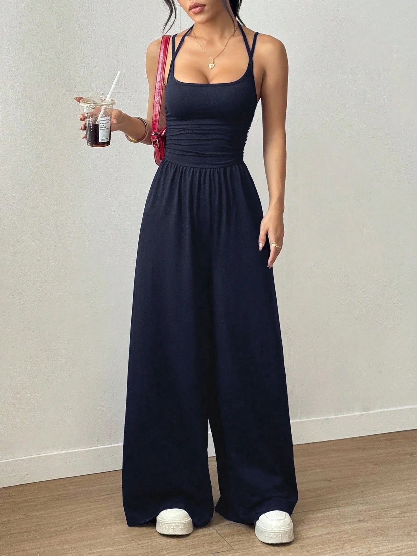 2026 Casual Jumpsuit Simple Style Jumpsuits For Woman Loose Wide Leg Trouser Women's Clothing Home Clothes Sleeveless Sling Silm