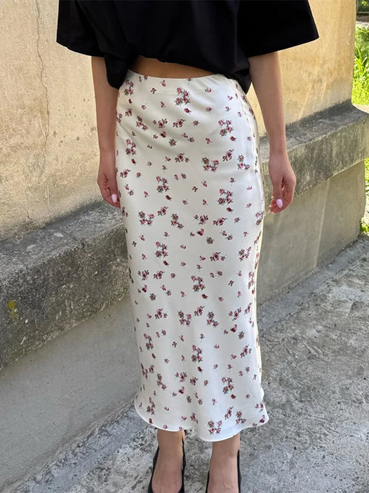 Trendix Summer Print Floral Skirts Women Summer High Waist Slim Fashion Long Skirt Vacation Casual Party Elegant Skirt Femme