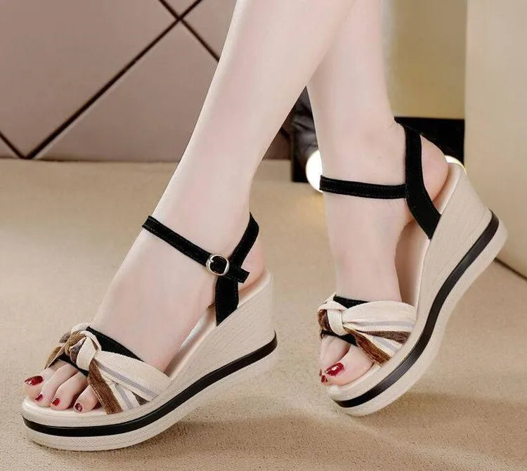 Open Toe Wedge Sandals for Women Summer Shoes босоножки женские Female Leisure Pumps Ankle Strap High Heels Ladies Slingbacks