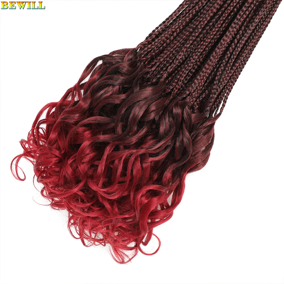 14 18 24 Inch French Curl Crochet Braids Boho Goddess French Curl Box Braids Crochet Hair Synthetic French Curly Braiding Hair