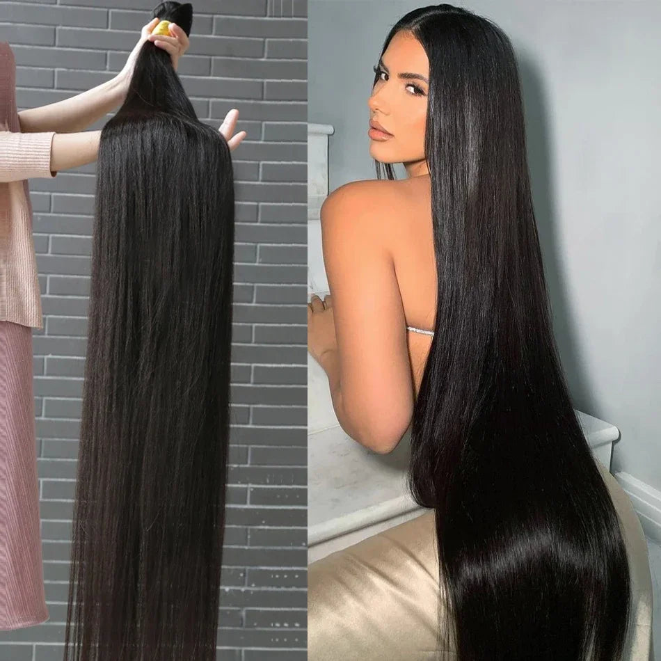 Human Hair Bundles Straight 12-32Inch Unprocessed Brazilian Hair Weave 3 Bundles Silky Black Hair Extensions Raw Quick Weave