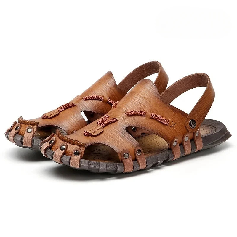 Summer Handmade Leather Sandals for Fashion Men Casual Shoes Comfortable Slippers